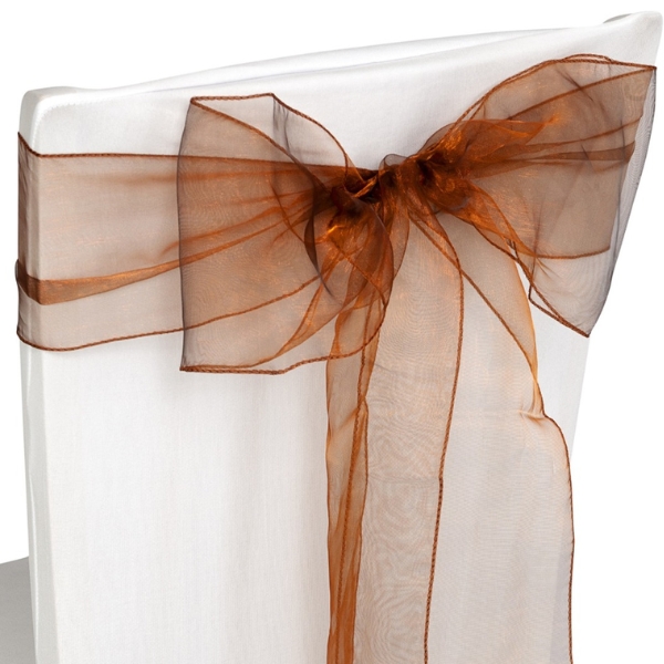 (image for) Chocolate Brown Organza Chair Sash x5