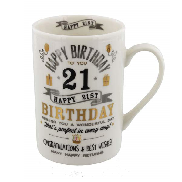 Silver And Gold 21st Birthday Mug