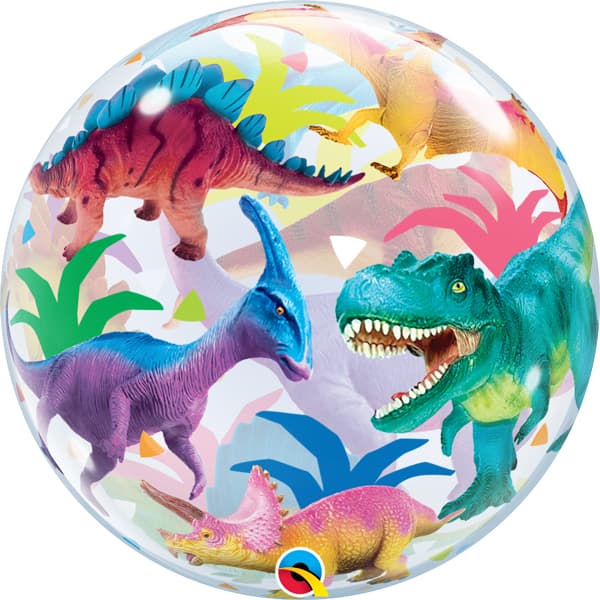 (image for) 22" Colourful Dinosaurs Single Bubble Balloons