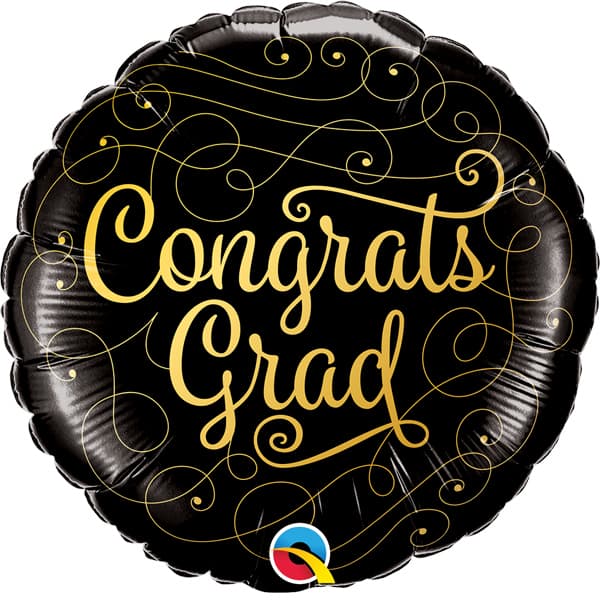 (image for) 18" Congrats Grad Gold Doodles Foil Balloons