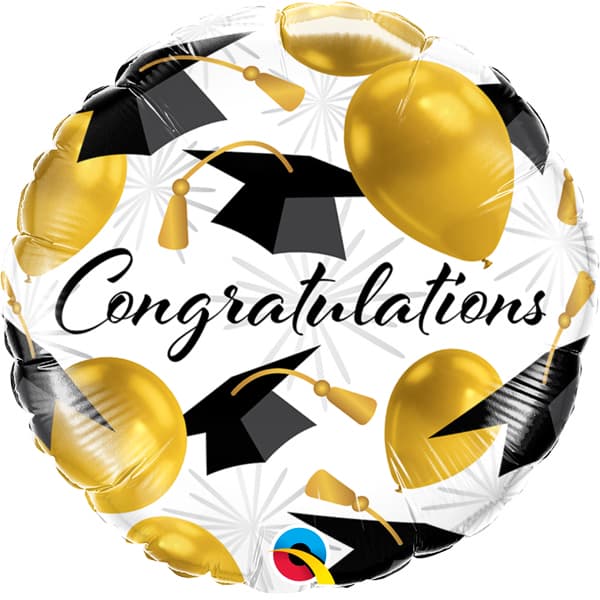 (image for) 18" Congratulations Grad Gold Balloons Foil Balloons