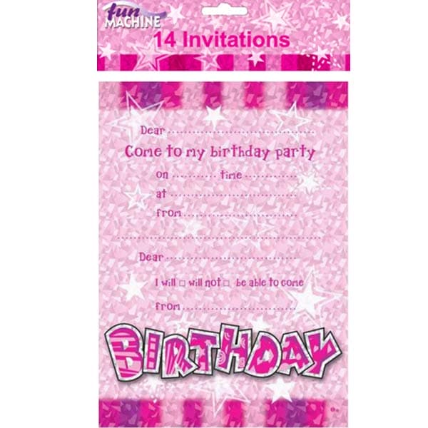 (image for) Happy Birthday Pink Glam Invitations 14pk