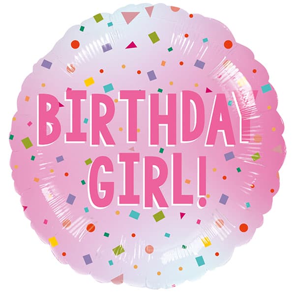 (image for) 18" Birthday Girl Confetti Foil Balloons