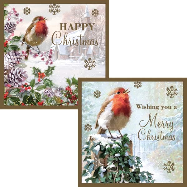 (image for) Robin With Snow Christmas Cards 12pk