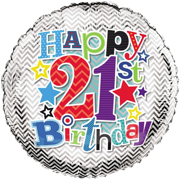 (image for) 18" Happy 21st Birthday Foil Balloons