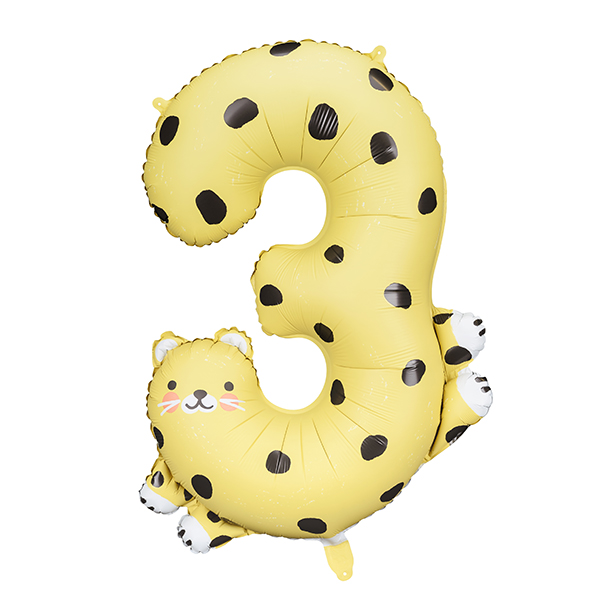 (image for) 30" Number 3 Cheetah Shape Foil Balloons