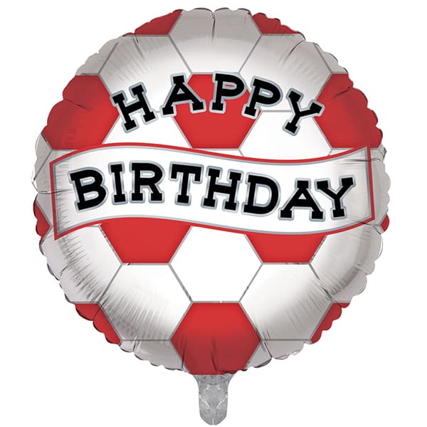 (image for) 18" Red And White Football Birthday Foil Balloons