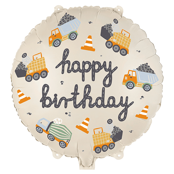 (image for) 18" Happy Birthday Construction Vehicles Foil Balloons
