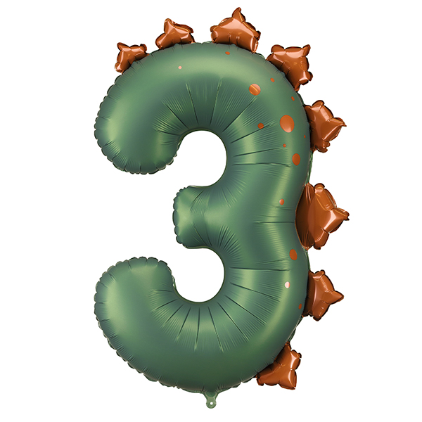 36" Number 3 Dinosaur Shape Foil Balloons