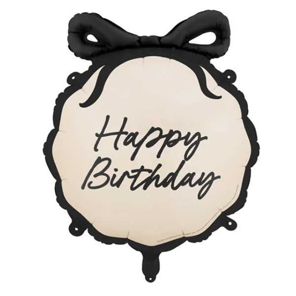 18" Black And Cream Happy Birthday Bow Foil Balloons