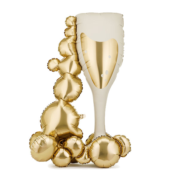 Gold & Beige Bubble Glass Standing Foil Balloons