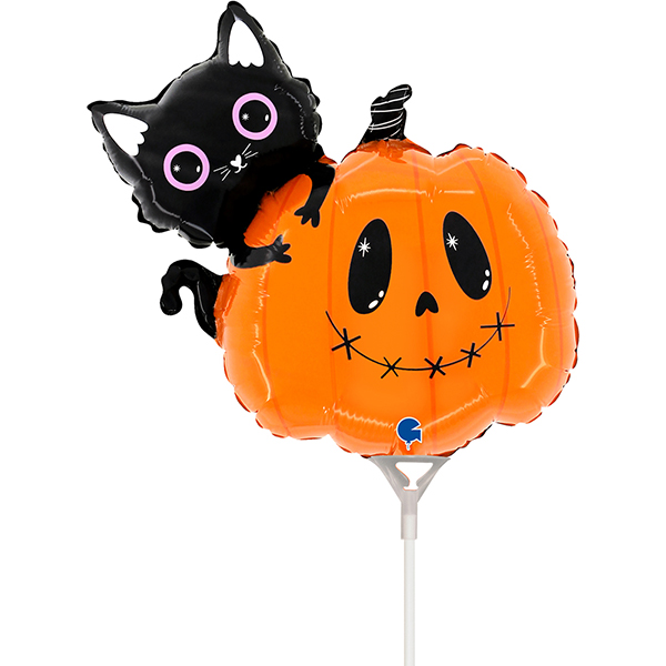 (image for) 14" Cat And Pumpkin Air Fill Mini Shape