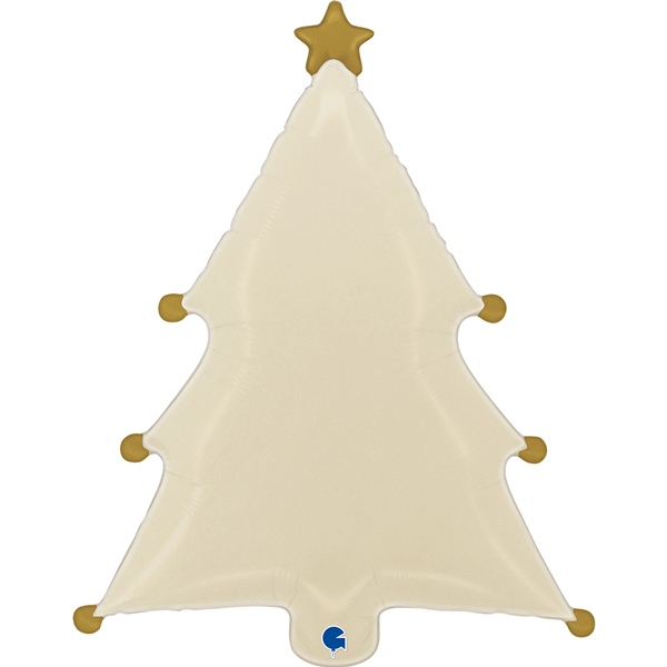 Cream Christmas Tree Shape Foil Balloons