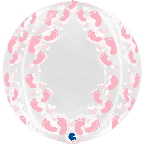 (image for) 19" Transparent Pink Footprint 4D Globes Balloons