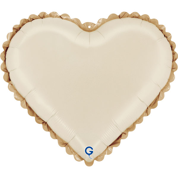 18" Grabo Lace Cream Heart Foil Balloons
