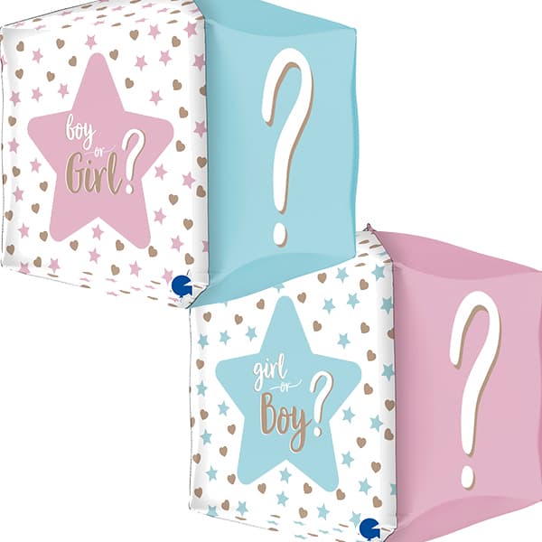 (image for) 15" Gender Reveal Square Foil Balloons