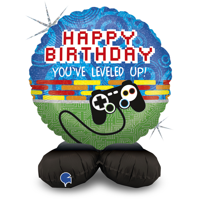 (image for) 16" Levelled Up Game Controller Stand Up Foil Balloons