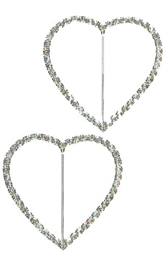 Silver Diamante Heart Shape Topper - Click Image to Close