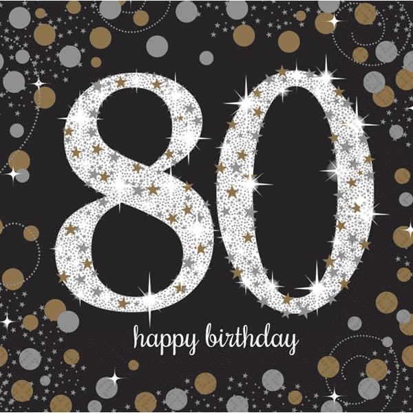 (image for) 80th Birthday Gold Celebration Napkins 16pk