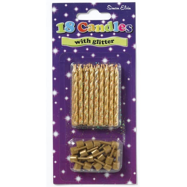 (image for) 18 Gold Glittered Spiral Candles 6pk