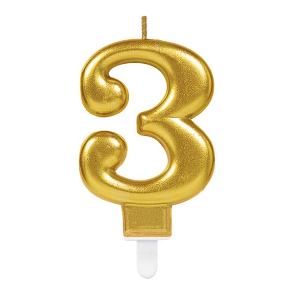 (image for) Gold Metallic Age 3 Candles