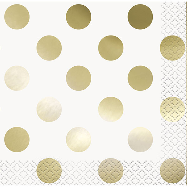 (image for) Gold Foil Dot Beverage Napkins 16pk