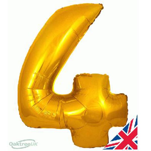 (image for) 34" Oaktree Gold Number 4 Shape Balloons