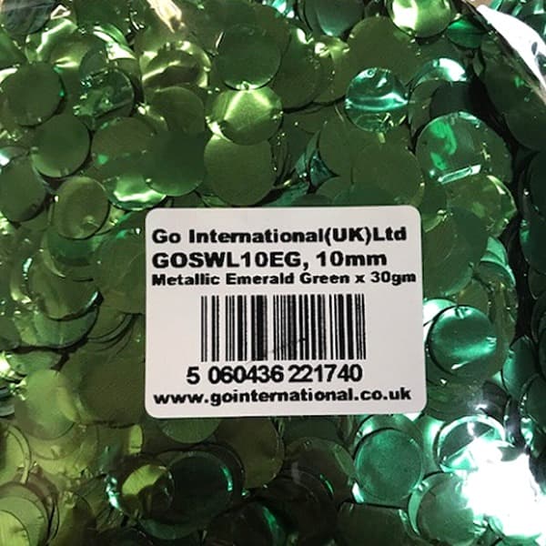 (image for) 10mm Metallic Emerald Green Circular Confetti 30g