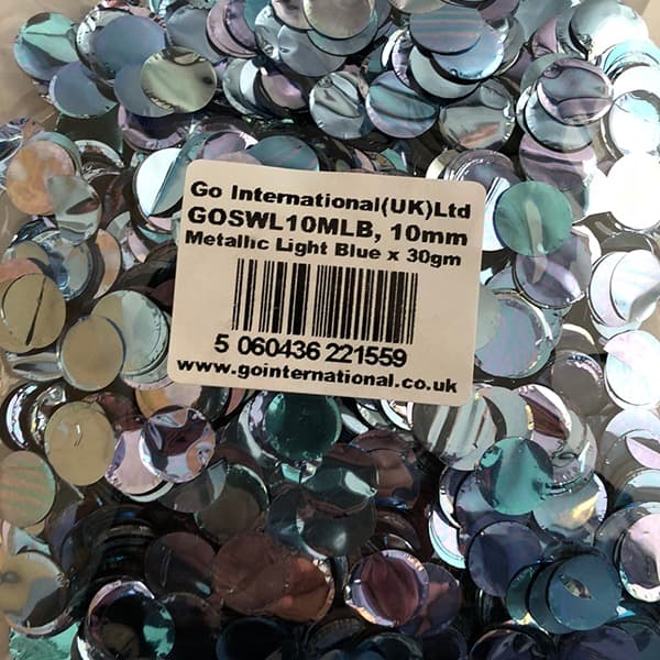 (image for) 10mm Metallic Light Blue Circular Confetti 30g