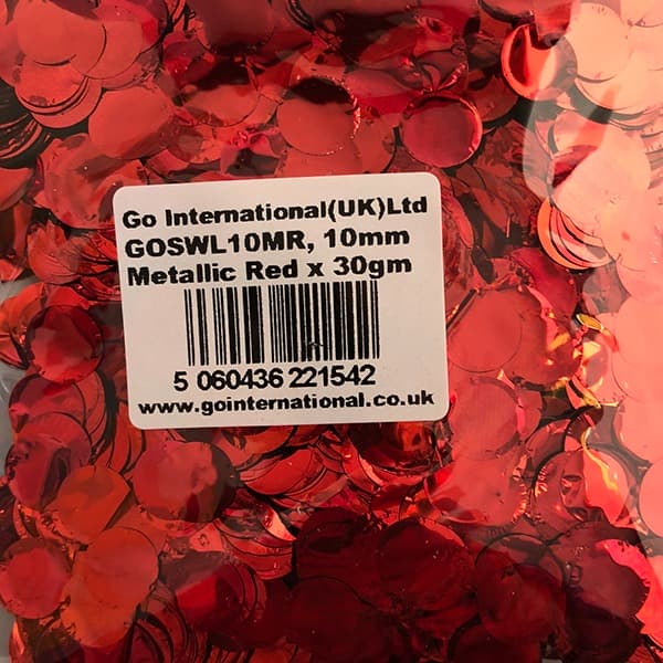 (image for) 10mm Metallic Red Circular Confetti 30g