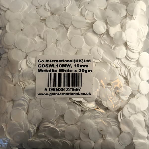 (image for) 10mm Metallic White Circular Confetti 30g