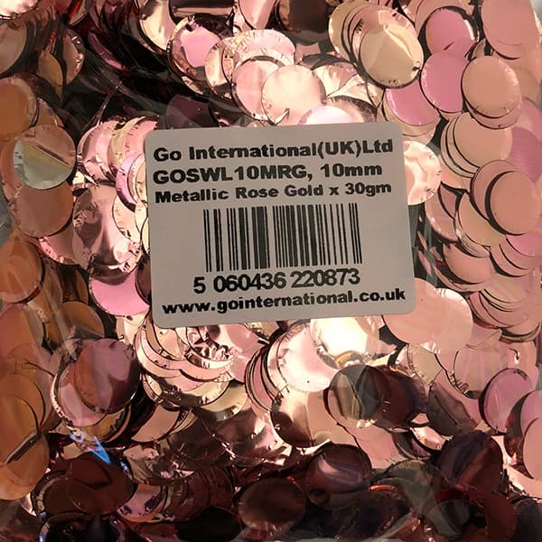 (image for) 10mm Metallic Rose Gold Circular Confetti 30g