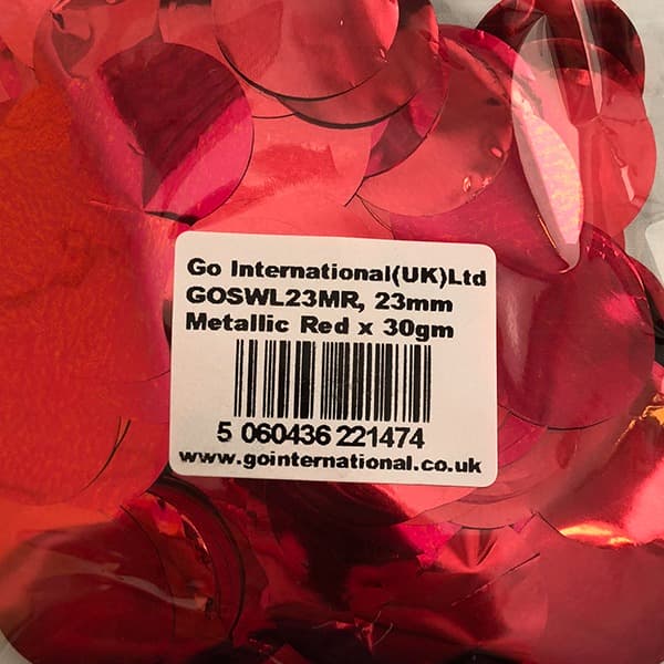 (image for) 23mm Metallic Red Circular Confetti 30g