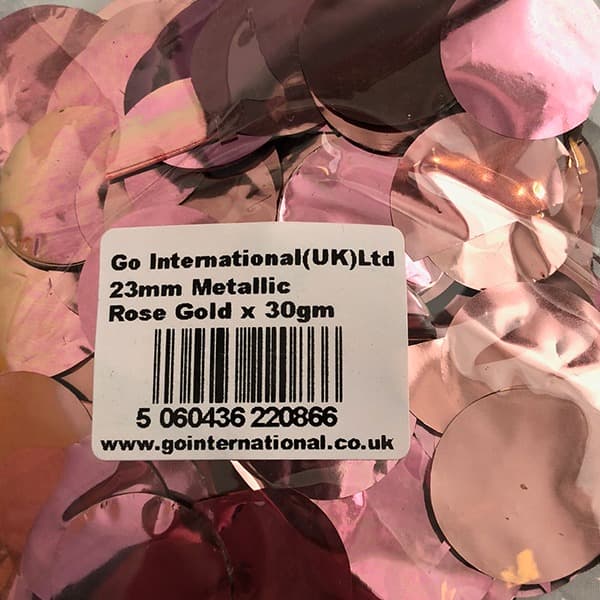 (image for) 23mm Metallic Rose Gold Circular Confetti 30g