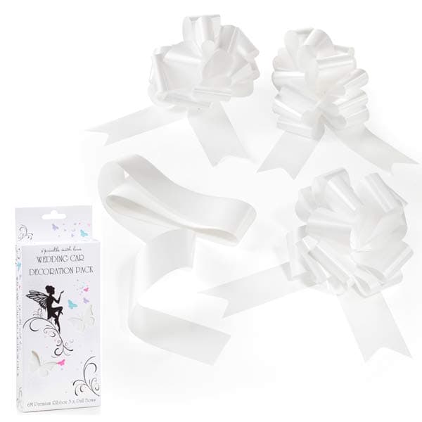 (image for) White Wedding Car Ribbon And Bow Kit x Pack of 4 Boxes