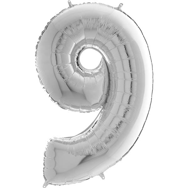 (image for) 26" Grabo Silver Number 9 Shape Balloons