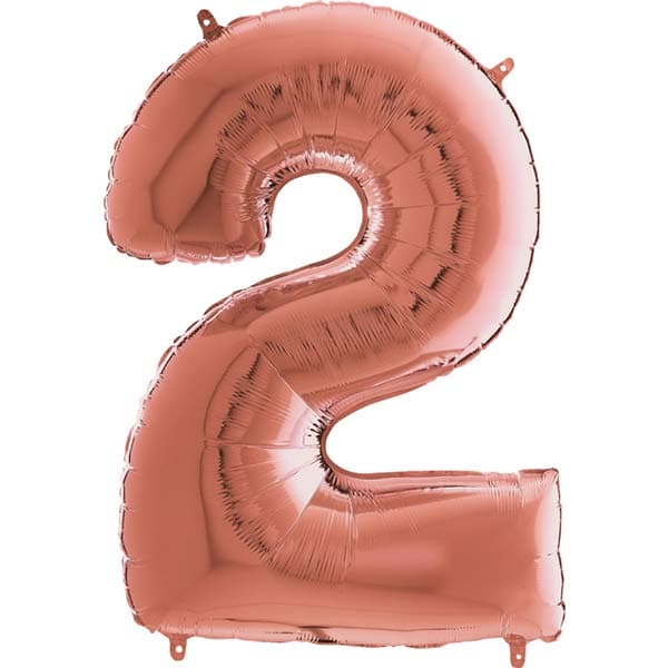 (image for) 26" Grabo Rose Gold Number 2 Shape Balloons