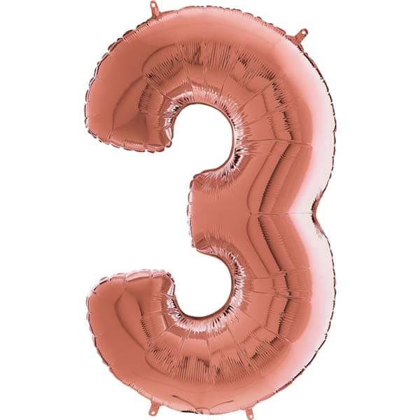 (image for) 26" Grabo Rose Gold Number 3 Shape Balloons