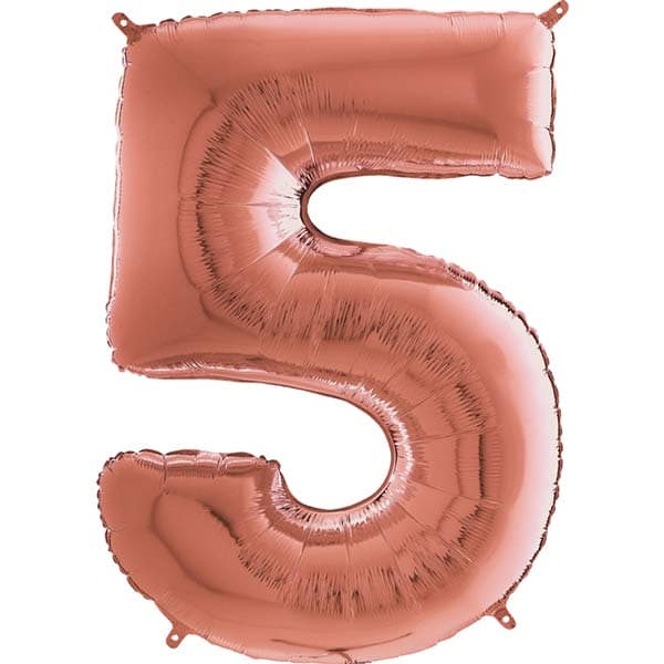 (image for) 26" Grabo Rose Gold Number 5 Shape Balloons