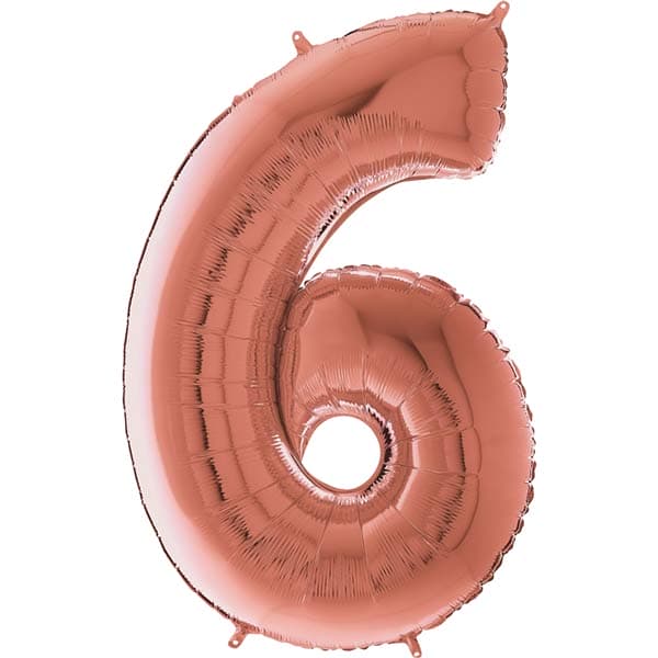 (image for) 26" Grabo Rose Gold Number 6 Shape Balloons