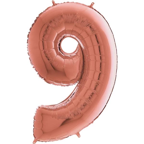 (image for) 26" Grabo Rose Gold Number 9 Shape Balloons