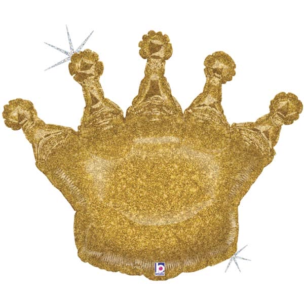 (image for) 36" Gold Glittering Crown Supershape Balloons