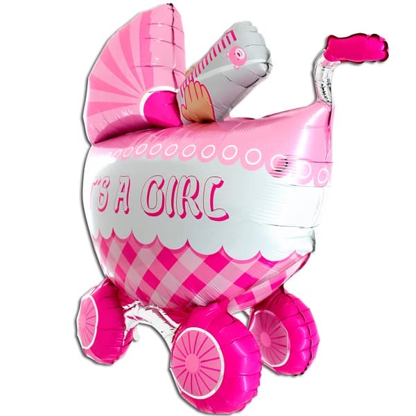 (image for) 3D Its A Girl Buggy Shape Balloons