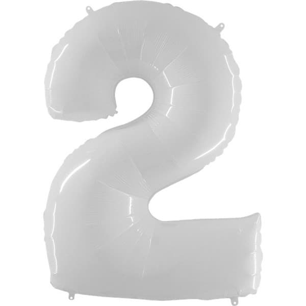 (image for) 40" Grabo Shiny White Number 2 Shape Balloons