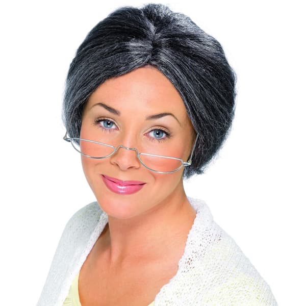 (image for) Grey Granny Bun Wigs