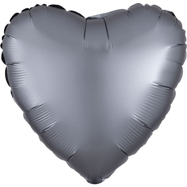 (image for) 18" Satin Luxe Graphite Heart Foil Balloons