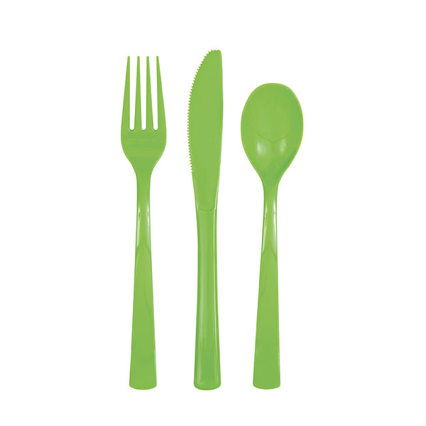 (image for) Lime Green Assorted Cutlery 18pk