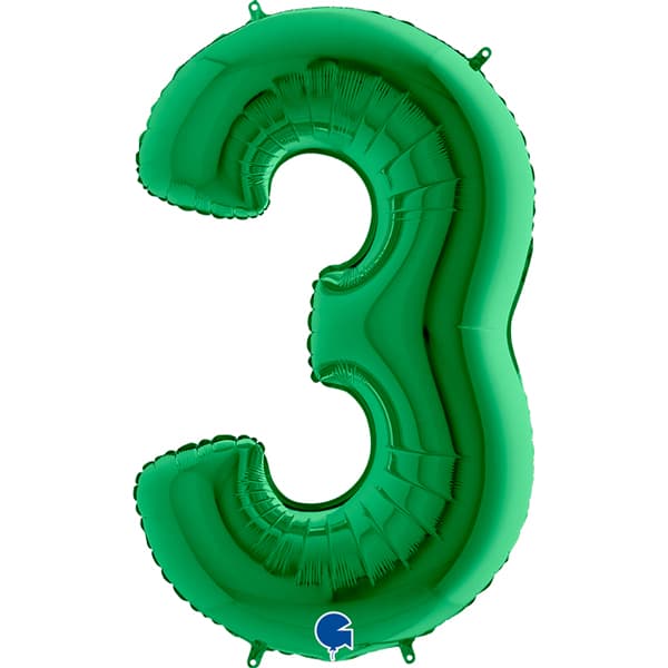 (image for) 40" Grabo Green Number 3 Supershape Balloons