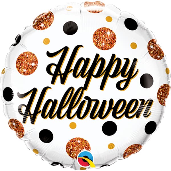 (image for) 18" Happy Halloween Sparkly Dots Foil Balloons