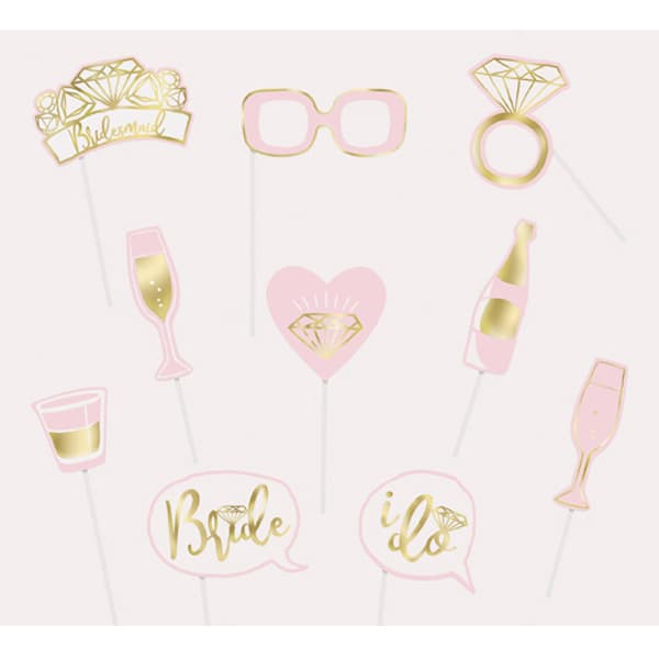 (image for) Pink & Gold Bachelorette Photo Props 10pk